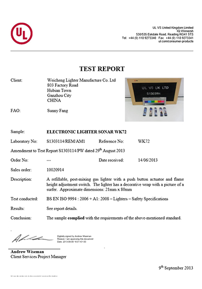 ISO9994 für WK72 von UL 